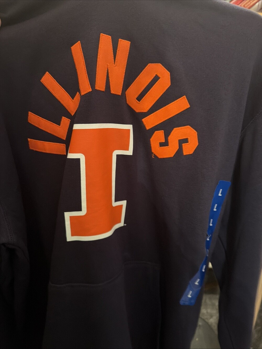 Illinois Fighting Illini Embroidered Hoodie, New With Tags, Size Large